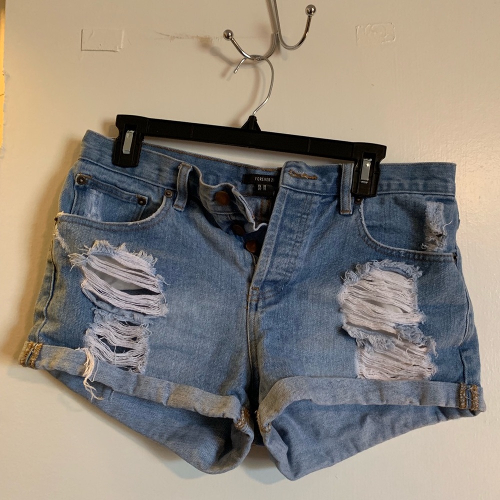 Ripped jean shorts